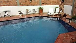 Wow, my step-nephew rims my big latina ass poolside on florida vacation!