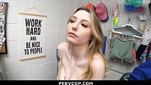 Female Officer Punishes Cute Teen Shoplifter with Hard Doggystyle in Garage