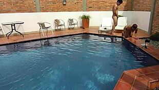 Wow, my step-nephew rims my big latina ass poolside on florida vacation!