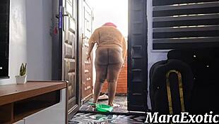 fat ass ebony maid mara exotic strips for home cleaning chore