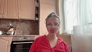 two kinky glasses girls tease with huge long nails