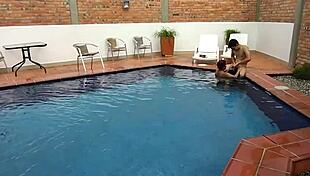 Wow, my step-nephew rims my big latina ass poolside on florida vacation!