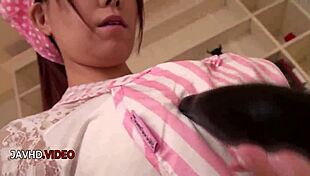 Mature Japanese babe blows cock then takes intense creampie pounding