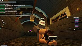 roblox slut bent over for rough anal doggystyle and wet pussy ride