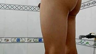 teen takes a relaxing solo bath in steamy water