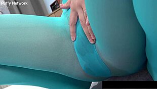 innocent puffy pussy lips spread wide by dildo masturbation wet tits solo