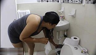 Spying on stepson jerking off then offering my pussy help