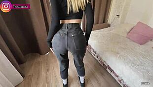 sexy blonde in stockings rides new boyfriend like a total slut