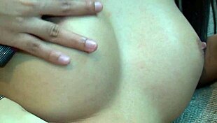 tranny asian femboy spreads ass for deep anal fingering doggystyle in fishnets and heels