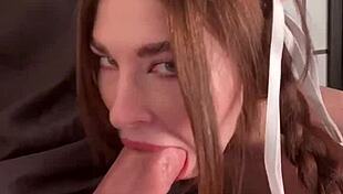 gerageyn slurps that sloppy deepthroat on huge dick close up babe