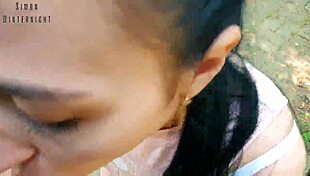 Phone Vlog Turns into Park Quickie Blowjob Risk