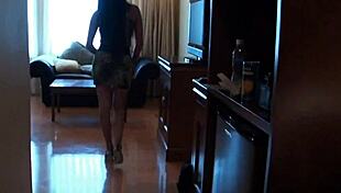 sexy filipina hooker drops to knees for pov hotel head.