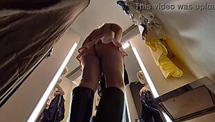 caught this sexy girl trying on hot outfits in changing room