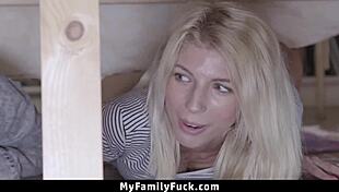 stepbrother pounds tight young stepsisters doggystyle cowgirl group fuck frenzy