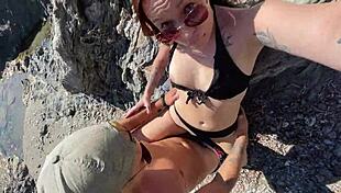horny teen couple bends over for quick beach doggystyle cum cover 😈🏖️
