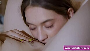 Blonde Lesbian Teens Lick Wet Pussies Before Strap-On Deep Thrusts