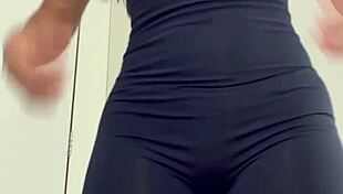 Sexy wife flaunts curvy ass trying clothes in fitting room