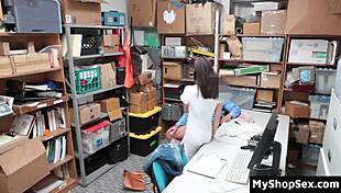 lp officer dominates crying store owner's stepdaughter doggystyle over shop counter