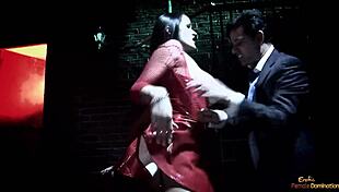 Busty Brunette Milf Sucks Cock in Fishnets Before Garage Pussy Ride