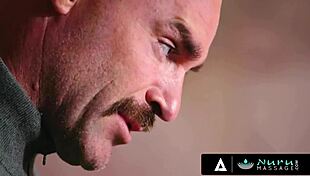 naughty couple's nuru oil threesome with milf masseuse deepthroat and pussy lick