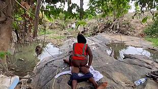 chubby bbw's massive ass gets worshipped hard outdoors behind the scenes