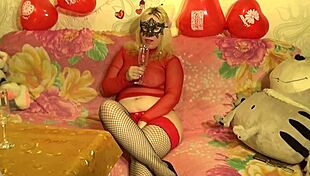 hey check out this hot blonde showing off in red lingerie 🔥