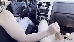 imagine my cute big tits bouncing while i suck your cock hard and jerk you off quick in the car pov