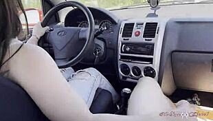 imagine my cute big tits bouncing while i suck your cock hard and jerk you off quick in the car pov