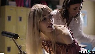 teacher tells stepmom spank that skinny teen stepdaughter's big natural tits hard for punishment