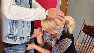 secretary milf keeps boss happy sucking cock and swallowing cum