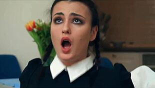 oh man i lisped when wednesday sucked daddys big black cock like her own bitch vip4k style...