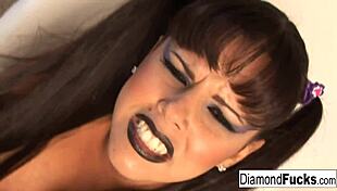 Dialogic Diamond flaunts her big tits and curves in sexy purple corset