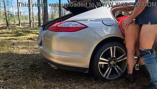 caught her bent over big tits fucked by daddy in forest 🌳🍑💦