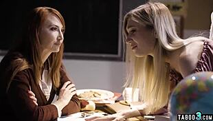 teacher tells stepmom spank that skinny teen stepdaughter's big natural tits hard for punishment