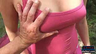 one girlfriend fucked outdoors another railed hard at home