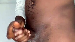 ninja man strokes his monster cock so hard before exploding that huge cum load everywhere