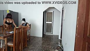 WHOA, FAT LATINA MAID WHORE SHAKES HER BIG ASS CURVY IN KINKY HOMEMADE UNIFORM FOR DADDY!