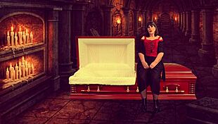 Granny Vampyra deepthroats cock in vampire costume suck fest