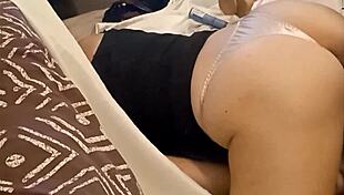 french slut's black satin dress hides anal plug rimming in lingerie heels dogging frenzy