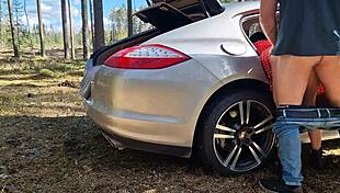 caught her bent over big tits fucked by daddy in forest 🌳🍑💦