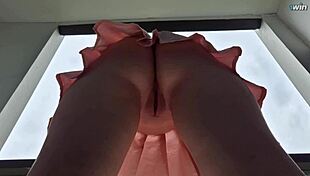hidden cam catches upskirt shaved pussy tease no panties in mall