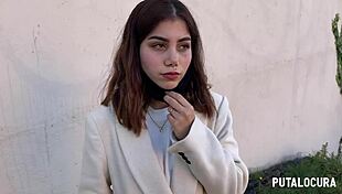 Putalocura's hot latina marina gold caught on street, drops to suck cock then rides mature stud.