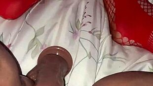 Pov latina in red bodysuit rubs clit with dildo moaning loud 💦😩