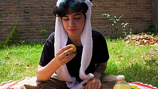 laras picnic overflows with vomit fetish ecstasy in outdoor teen solo