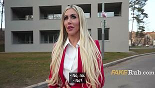 Big ass euro realtor flashes tits then fucks for cash outdoors after pickup interview?