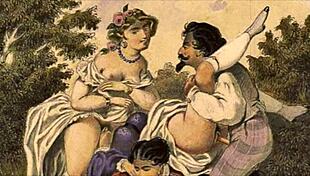 vintage erotic drawings capture steamy comic scenes from retro antique era