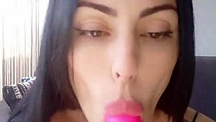 ever seen a busty brunette orgasm hard from vibrator play? 💦😩