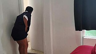 hotel maid shows up naked, client can't resist and fucks her good