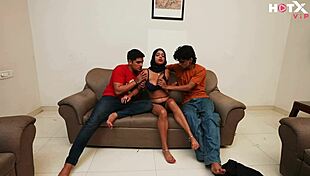 indian muslim schoolgirl's big boobs roughly fucked by two strangers in hindi