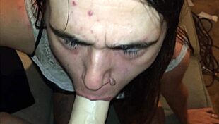 stupid petite slut gagged and strapon fucked cuz she cant take big cock